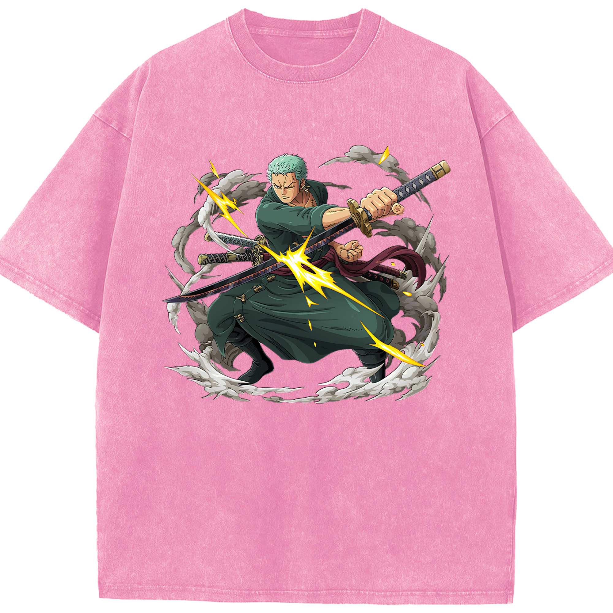 ワンピース ロロノア・ゾロ ONE PIECE Roronoa Zoro 綿100% ヴィンテージ風 半袖Tシャツ（フロントプリント）